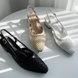 중년 여성 편한 구두 라탄 미들힐 슬링백 오픈 슈즈 엄마구두 여성구두 여성슬링백 3cm구두