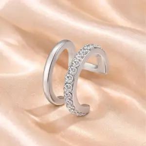 노피어싱 이어커프 더블 링 큐빅 귀걸이 귓바퀴 라인