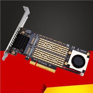 PCIe To M2 어댑터 카드 X8 2 포트 NVME M 키 SSD 변환기 익스프레스 VROC 레이드 확장 라이저