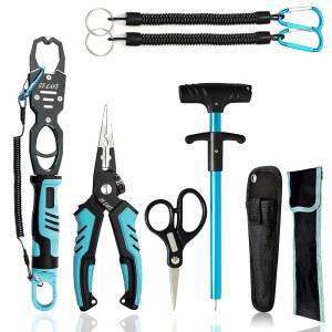 셀레이크 7 PCS 낚시 도구 키트, 펜치, 체중계가 있는 물고기 립 그립 도구, 슈퍼 라인 가위, 갈고리 제거기, 완전한 장비 또는 - 남성을 위한 최고의 선물