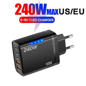 240W 5 in 1 GaN USB C 충전기 고속 휴대폰 핸드폰 어댑터 10A 타입 케이블 아이폰 호환 삼성 호환  호환용