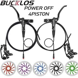BUCKLOS 4피스톤 전기자전거 유압 브레이크 세트 2핀 전원 차단 전동 스쿠터 디스크 전기 접이식