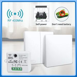 자체 전원 433Mhz 무선 스위치 배터리 필요 없음 원격 제어 전등 1 2 Led 램프 용 벽 배선