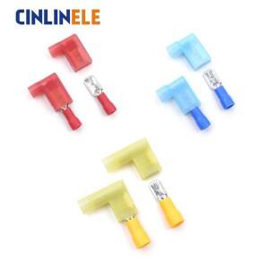 크림프 남성 여성 스페이드 케이블 터미널 나일론 플래그 직각 절연  와이어 커넥터 터미네이터