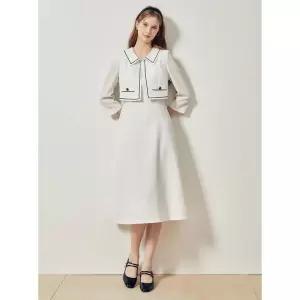 JJ지고트 JJ JIGOTT 라인 배색 재킷 플레어 원피스 GR4A0OP821 490220