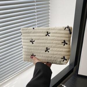 지퍼가 달린 귀여운 메이크업 가방 대용량 화장품 자수 활 워시 보관