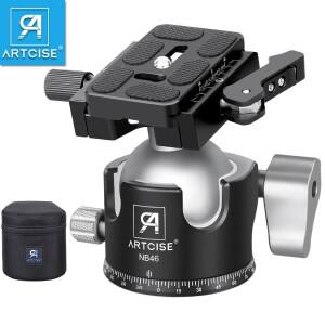ARTCISE 46mm 로우 프로파일 더블 U Desin 볼 헤드(카메라 모노포드 DSLR 캠코더 망원경 로드 25kg용 레버