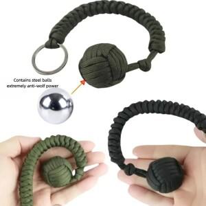수동 짠 자기 방어 우산 밧줄 범용 경량 원숭이 주먹 강철 공  내구성 생존 열쇠 고리 야외