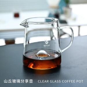 두꺼운 내열성 유리 핸드 브루 커피 포트 붕규산염 손잡이 머그잔 체중계 포함 투명 우유 컵 600ml