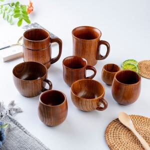 나무 큰 배꼽 컵 수제 천연 가문비 맥주 차 커피 우유 워터 주방 바 Drinkware for Kitchen