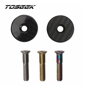 TOSEEK 탄소 섬유 자전거 헤드셋 탑 캡 스티어링 포크 튜브 캡 커버 티타늄 볼트 28.6mm 1 1/8 인치