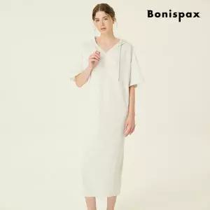 [롯데백화점]보니스팍스 오픈 V넥 후드 5부 반팔 롱 원피스 (XP7OP011M0)