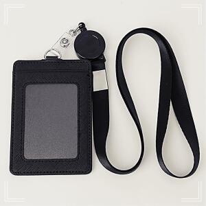 [2개구성] 케이스 블랙 신분증 이름표 출입증 줄 릴홀더 목걸이 ARWFFVDMH