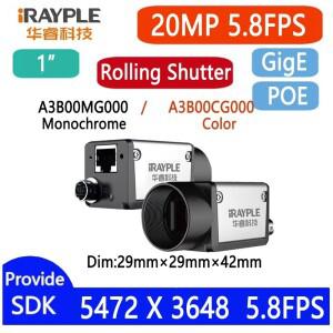 iRAYPLE 20MP 1'' IMX183 GigE/POE/USB3.0 롤링 셔터 머신 비전 에어리어 스캔 카메라 SDK 제공 윈도우 리