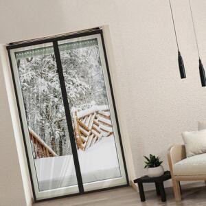 [2개구성] 프리미엄 용 방풍커튼 대 블랙 테이프 외풍차단비닐 개폐식 방문 사무실 자석 보온 EWDA5061