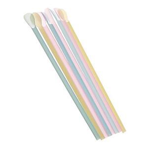 [2개구성] 코코비아 테이크아웃 일자빨대 스트로우 500개 컬러혼합 형빨대 주걱빨대 스푼 LW04F011