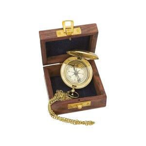 황금나침반 앤틱 황동 나침반과 캐리블 갈색 아이템 남녀 체인 선물용 나침반 강력하고 나무 공용 상자