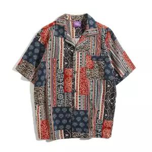 남자 캐추얼 하와이안셔츠 셔츠 남성 긴팔 페이즐리