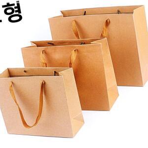 [2개구성] 무지 크라프트 소형 X20개 종이 포장 브라운 상자 봉투 손잡이 쇼핑 선물 백 KWA03C25