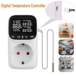 EU 플러그 220V 디지털 온도 컨트롤러 소켓 조절기 (타이머 스위치 ) 냉장고 양식업 용 가열 냉각