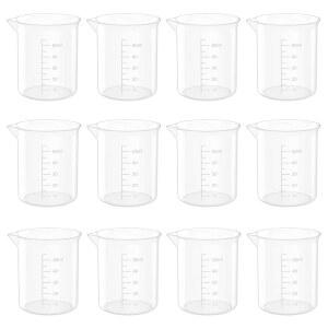 1.7온스 투명 실험실 계량컵, 50ml 플라스틱 비커 컵, 과학 실험용, 액체 계량용, 12개