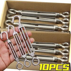 후크 앤 아이 턴버클 텐셔너 와이어 로프 장력 조절기 광택 처리된 리깅 스테인리스 스틸 가능 타이트너