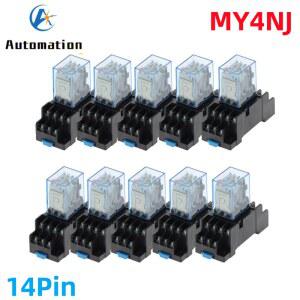 10sets MY4NJ HH54P 12V 24V 110V 220V AC 코일 전원 릴레이 범용 14 핀 4NO 4NC 5A PYF14A 소켓 베이스