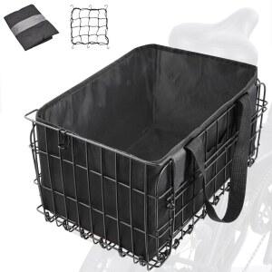 자크로 자전거 바구니 후면 접이식 금속 대형 퀵 릴리스 디자인 성인 여성용 전기 반려견 반려동물 및 식료품을 운 는 남성용 베이지색