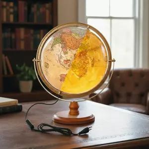 브라운 엔틱 LED 지구본 320-GPL2 인테리어 조명 세계지도 학습용