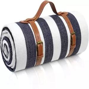 삽시셀 80인치 x 피크닉 담요 엑스트라 라지 방수 및 접이식 비치 6~8인용 3겹 야외 캠핑 공원 해변 잔디