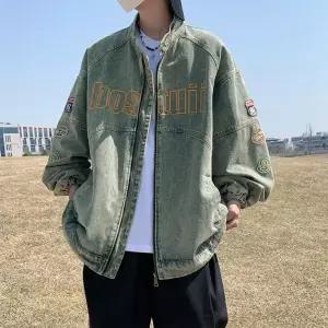 남자 데님 빈티지 청자켓 숏 라이더 코트 카고 봄가을 재킷 자수 루즈핏 admr3