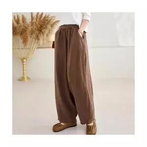 마킷3 바지 여성용 빈티지 가을 캐주얼 슬림핏 배기핏 편한 구수 도톰한 빅사이즈 린넨 JEN3