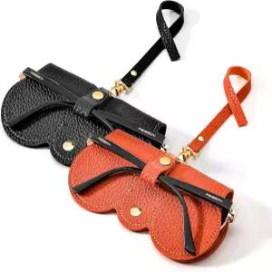 FEISEDY 2팩 소프트 가죽 선글라스 가방 홀더 안경 케이스 버튼 클립 손목 스트랩 B0049가 포함된 휴대용