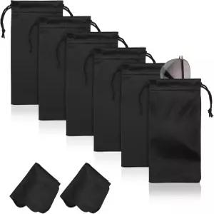 호이니 6개 극세사 안경 선글라스 파우치 청소용 천 2개 휴대폰용 부드러운 드로스트링 보관 가방 케이스