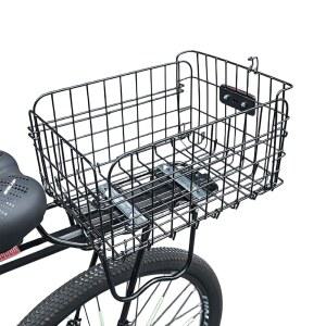 접이식 리어 자전거 바구니 강철 대부분의 장착된 검은색을 위한 반사 기능이 있는 랙 카고 바구니를 빠르게 분리
