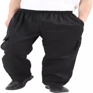 남녀 블랙 배기 셰프 팬츠 플로럴 레스토랑 작업 바지와 주방 유니폼 루즈 카고 스타일