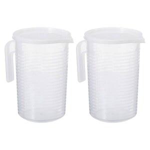 패티킬 졸업 비커, 실험실 주방용 손잡이 뚜껑과 스파우트가 있는 2000ml PP 플라스틱 액체 계량컵 양면 눈금 2팩