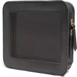 투명 비닐 창문과 지퍼가 달린 및 방수 메이크업 가방 휴대용 여행용 화장품 케이스 정리함 블랙