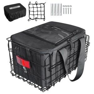 쿨러백과 카고 네트가 장착된 RAYMACE 자전거 바구니 후면 방수 커버 접이식 퀵 릴리스 디자인 전기 식료품 보관 벤토 런치