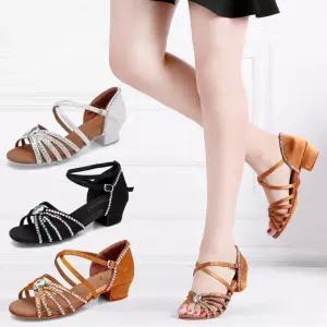 라틴댄스 큐빅 슈즈 살사 신발 구두 스포츠 여성 재즈 수제 줌바 힐 라인