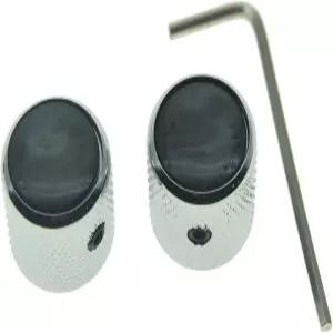 KAISH 텔레 기타용 세트 스크류 블랙 펄 캡 베이스 크롬 노브가 있는 탑 기타 돔 노브 2개