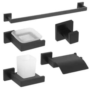 (GL)모던 70 블랙 욕실악세사리 5종 세트액세서리 화장실행거 컵걸이 휴지 비누 거치대 수건 옷걸이