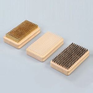 1개 나무 손잡이 황동/나일론/말털 스키 왁싱 브러시 스노보드 유지 관리 도구