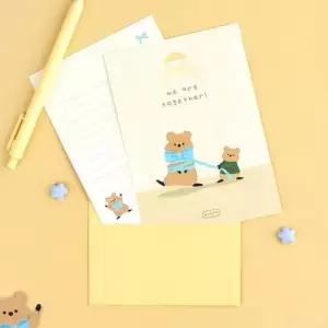 [문구/오피스] 귀여운 캐릭터 미니 편지지 봉투 세트 5P 작은 편선지