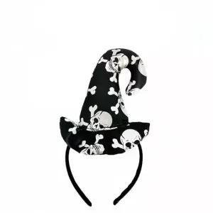 할로윈 미니 고급 마녀모자 머리띠 (블랙 해골)