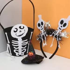 할로윈용품 B세트 (마녀모자머리띠/해골 헤어밴드/해골바구니)