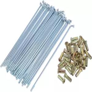 모토포르티 36pcs 실버 톤 3mm 나사산 다이아 160mm 6.3인치 길이 오토바이 바퀴 스포크 니플