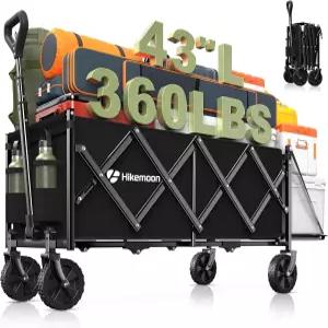 하이크문 43인치 확장 테일게이트가 있는 초장형 접이식 왜건 360LBS 대형 카트 식료품 쇼핑 정원 캠핑