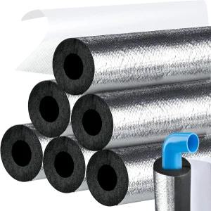 Supkiir 6Pcs 파이프 단열 폼 튜브 1인치 알루미늄 호일 자가 접착 랩 구리 AC 라인 실외 겨울 관개 RV