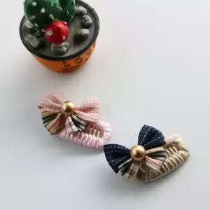 코코아허니 체크 골드 진주 빗핀 9발 1판 20개입강아지삔 머리 강아지 머리삔 악세서리 헤어 애견 애완견